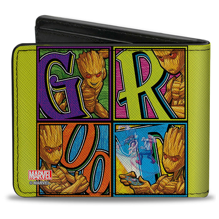 Bi-Fold  Wallet - Guardians of the Galaxy GROOT Pose Blocks Yellow Bi-Fold Wallets Marvel Comics   