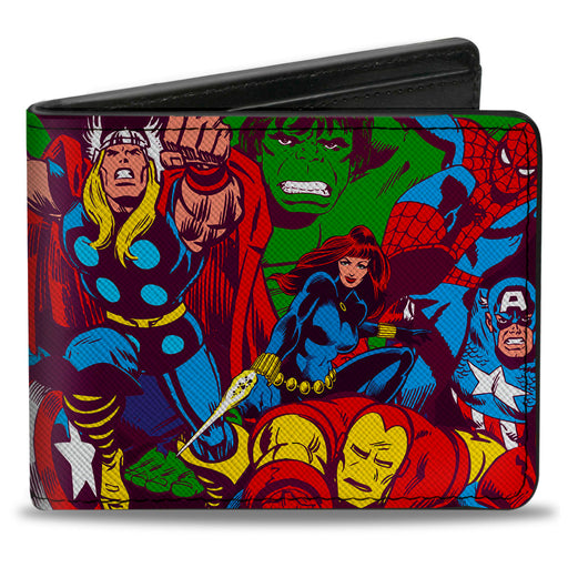 MARVEL COMICS 

Bi-Fold Wallet - Retro Avenger 6-Superhero Action Poses Stacked Bi-Fold Wallets Marvel Comics   