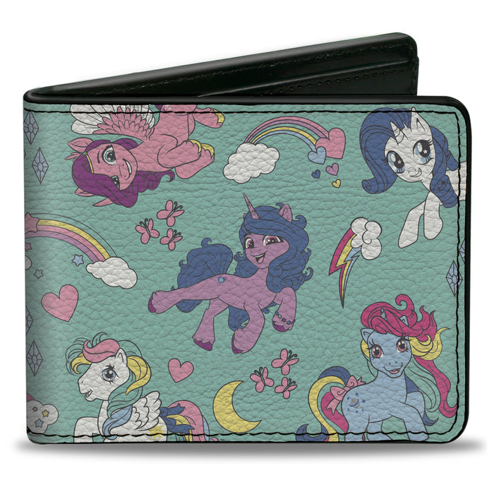 Bi-Fold Wallet - My Little Pony Generations Six Pony and Cutie Marks Collage Blue Bi-Fold Wallets Hasbro   