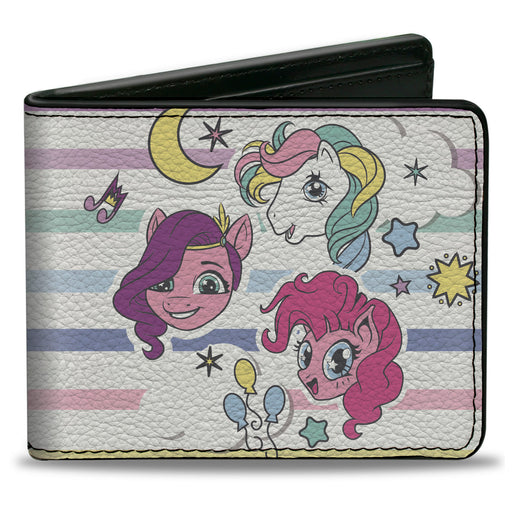 Bi-Fold Wallet - MY LITTLE PONY Three Pony Stripe and Logo White/Multi Color Bi-Fold Wallets Hasbro   