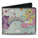 Bi-Fold Wallet - My Little Pony Three Pony Rainbow Cloud Scene Multi Color Bi-Fold Wallets Hasbro   