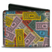 Bi-Fold Wallet - Mr. Monopoly Rich Uncle Pennybags Pose Stacked Money Multi Color Bi-Fold Wallets Hasbro   