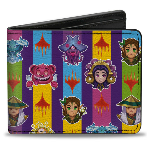 Bi-Fold Wallet - Magic the Gathering Chibi Planeswalkers and Icons Stripe Multi Color Bi-Fold Wallets Wizards of the Coast   