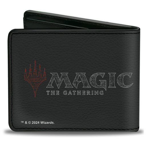 Bi-Fold Wallet - MAGIC THE GATHERING Black Mana Skull Icon and Title Logo Black/Grays Bi-Fold Wallets Wizards of the Coast   