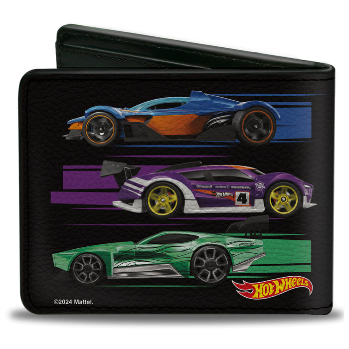 Bi-Fold Wallet - Hot Wheels Six Sportscar Profiles Black/Multi Color Bi-Fold Wallets Mattel   