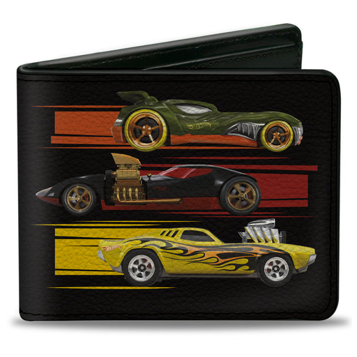 Bi-Fold Wallet - Hot Wheels Six Sportscar Profiles Black/Multi Color Bi-Fold Wallets Mattel   
