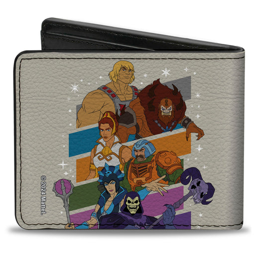 Bi-Fold Wallet - Masters of the Universe Character Stripe Poses White/Multi Color Bi-Fold Wallets Mattel