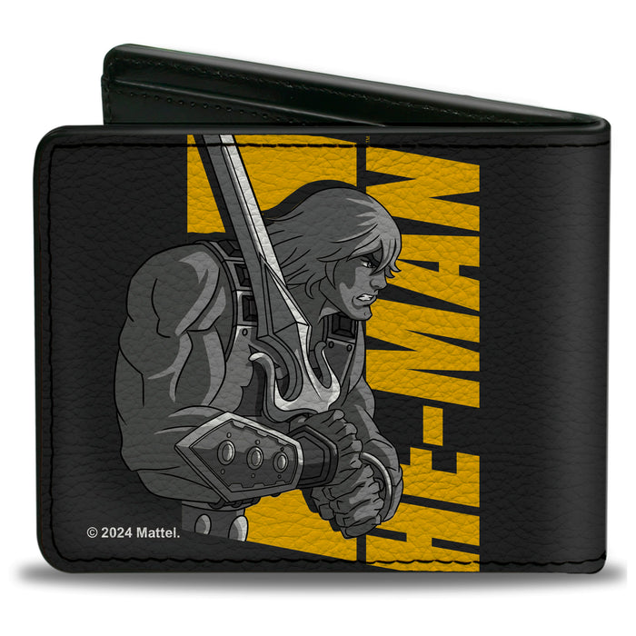 Bi-Fold Wallet - Masters of the Universe HE-MAN and SKELETOR Silhouette Text Poses Black Bi-Fold Wallets Mattel   