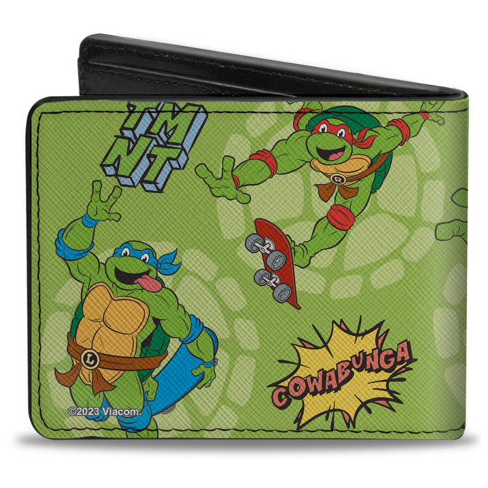 Bi-Fold Wallet - Teenage Mutant Ninja Turtles COWABUNGA Skateboarding Poses Greens Bi-Fold Wallets Nickelodeon   