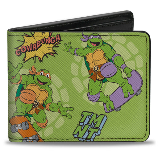 Bi-Fold Wallet - Teenage Mutant Ninja Turtles COWABUNGA Skateboarding Poses Greens Bi-Fold Wallets Nickelodeon   