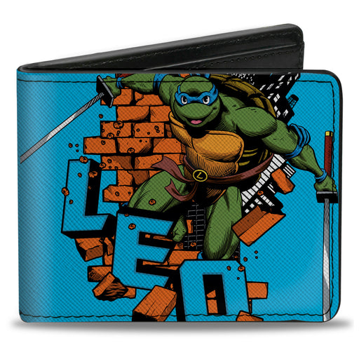 Bi-Fold Wallet - Teenage Mutant Ninja Turtles LEO Action Pose Blue Bi-Fold Wallets Nickelodeon   