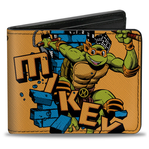 Bi-Fold Wallet - Teenage Mutant Ninja Turtles MIKEY Action Pose Orange Bi-Fold Wallets Nickelodeon   