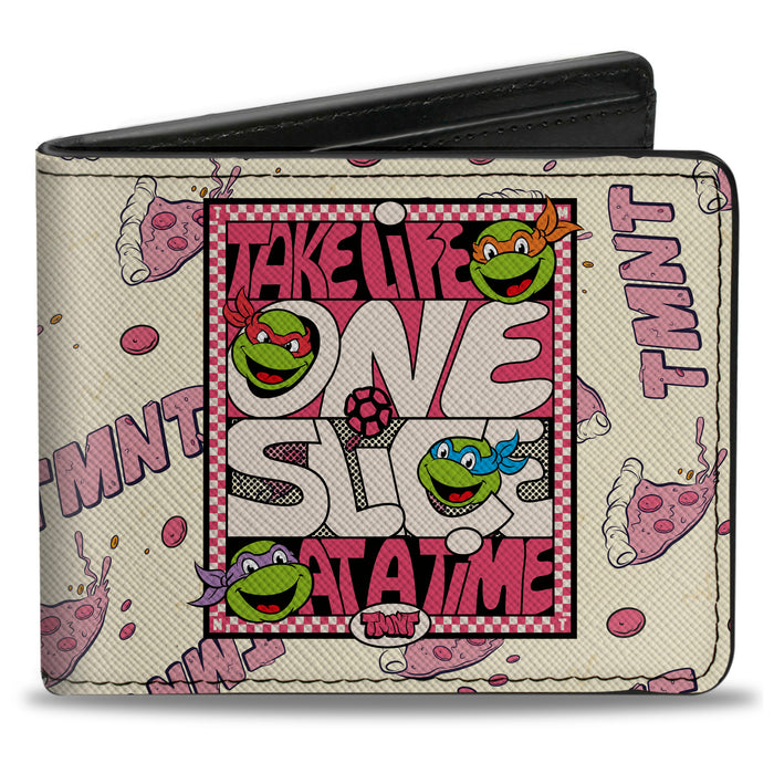 Bi-Fold Wallet - Teenage Mutant Ninja Turtles TAKE LIFE ONE SLICE AT A TIME Pizza Collage Beige/Reds Bi-Fold Wallets Nickelodeon   