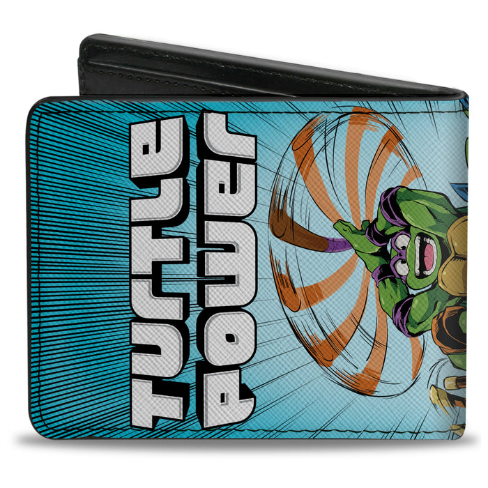 Bi-Fold Wallet - Teenage Mutant Ninja Turtles TURTLE POWER Group Pose Rays Blues Bi-Fold Wallets Nickelodeon   