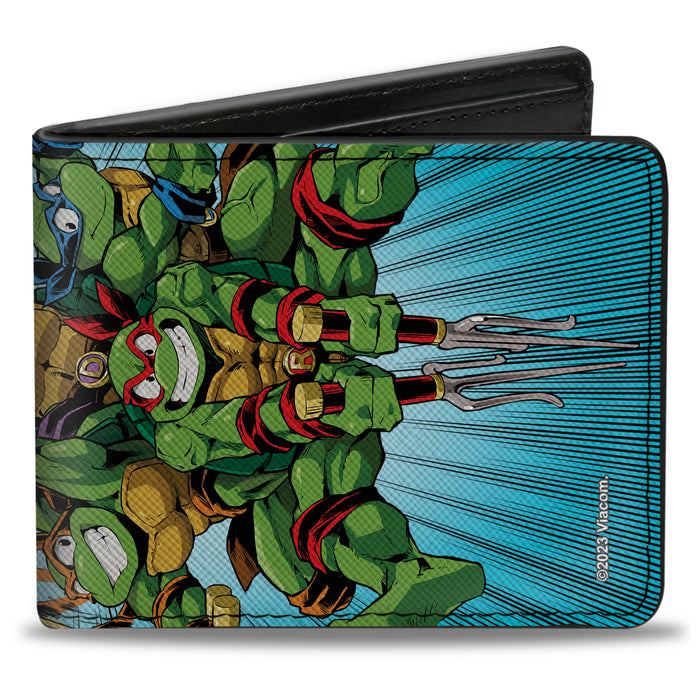 Bi-Fold Wallet - Teenage Mutant Ninja Turtles TURTLE POWER Group Pose Rays Blues Bi-Fold Wallets Nickelodeon   