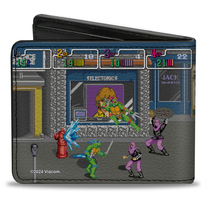 Bi-Fold Wallet - Teenage Mutant Ninja Turtles Battle Purple Foot Soldier Ninja Arcade Scene Bi-Fold Wallets Nickelodeon   