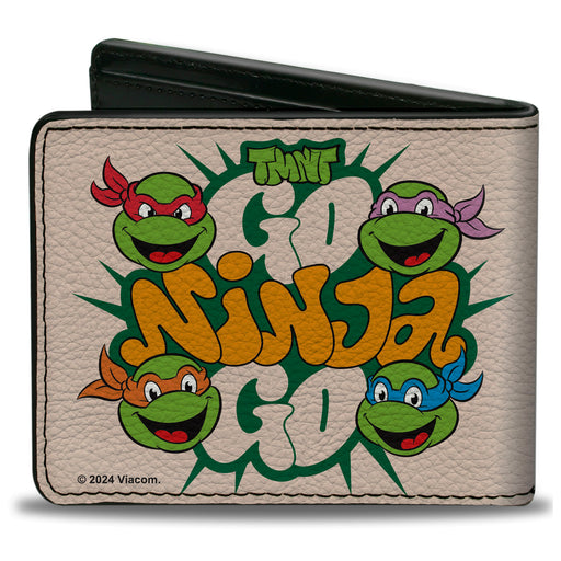 Bi-Fold Wallet - Teenage Mutant Ninja Turtles GO NINJA GO Faces White Bi-Fold Wallets Nickelodeon   