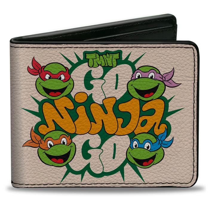 Bi-Fold Wallet - Teenage Mutant Ninja Turtles GO NINJA GO Faces White Bi-Fold Wallets Nickelodeon   