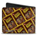 Bi-Fold Wallet - COCOA PEBBLES Fred Flintstone and Barney Rubble Cereal Box Repeat Yellow/Brown Bi-Fold Wallets The Flintstones   