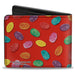 Bi-Fold Wallet - POST FRUITY PEBBLES Centered Logo and Cereal Pebbles Scattered Red/Multi Color Bi-Fold Wallets The Flintstones   