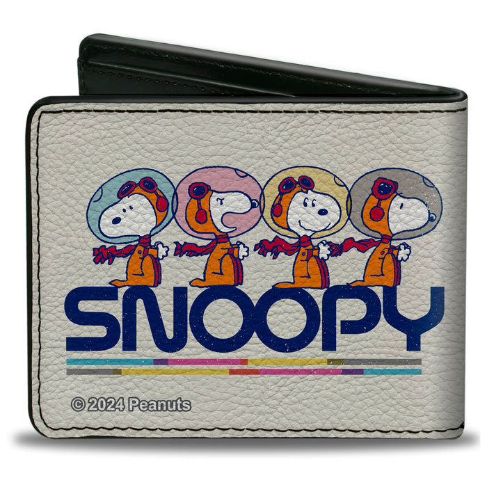 Bi-Fold Wallet - Peanuts Astronaut Snoopy Launch Poses and Text White/Multi Color Bi-Fold Wallets Peanuts Worldwide LLC   