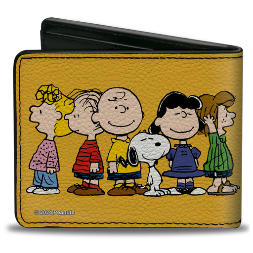 Bi-Fold Wallet - Peanuts Gang Close-Up Group Pose Golden Yellow Bi-Fold Wallets Peanuts Worldwide LLC   