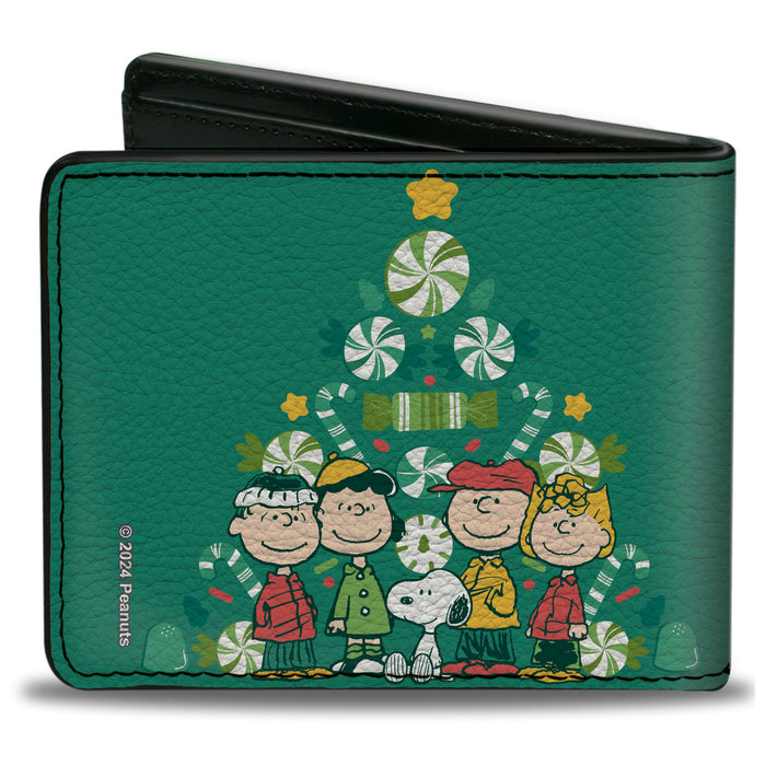 Bi-Fold Wallet - Peanuts Holiday Christmas Tree Group Pose Greens Bi-Fold Wallets Peanuts Worldwide LLC   