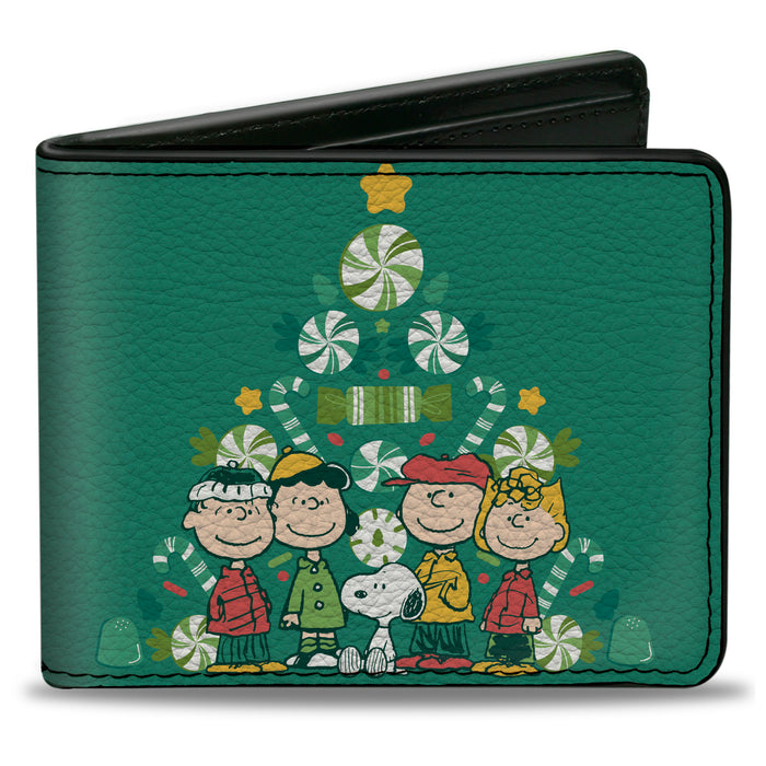 Bi-Fold Wallet - Peanuts Holiday Christmas Tree Group Pose Greens Bi-Fold Wallets Peanuts Worldwide LLC   