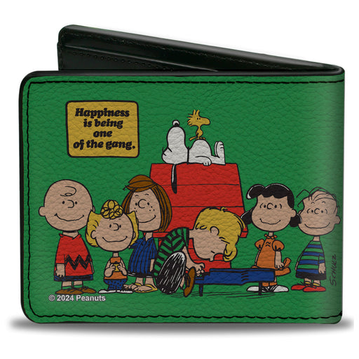 Bi-Fold Wallet - Peanuts Gang HAPINESS IS BEING ONE OF THE GANG Group Pose Green Bi-Fold Wallets Peanuts Worldwide LLC   