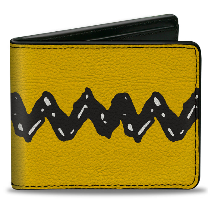 Bi-Fold Wallet - Peanuts Charlie Brown Zig Zag Stripe Yellow/Black Bi-Fold Wallets Peanuts Worldwide LLC   