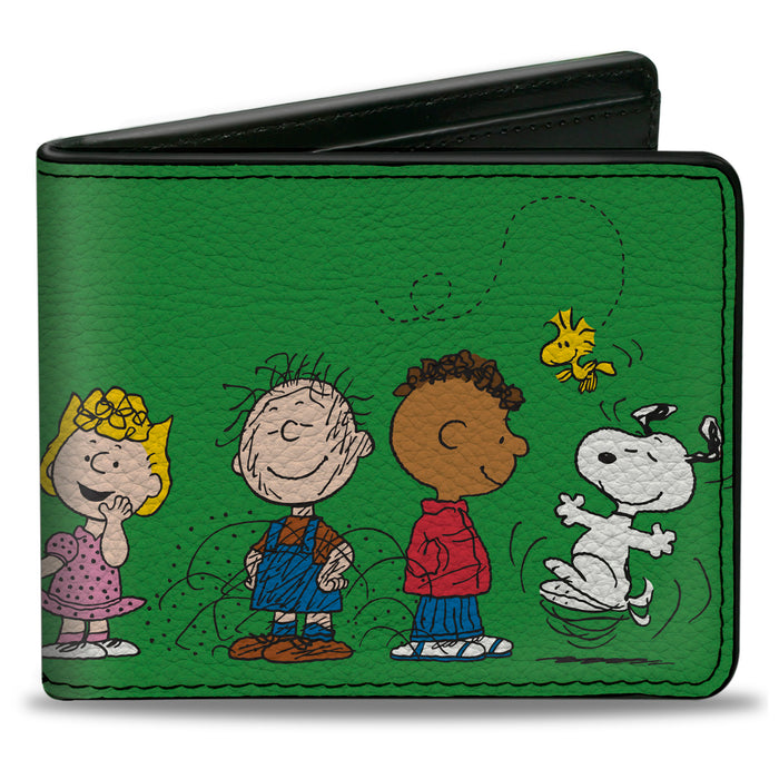 Bi-Fold Wallet - Peanuts Gang Group Pose Green Bi-Fold Wallets Peanuts Worldwide LLC   