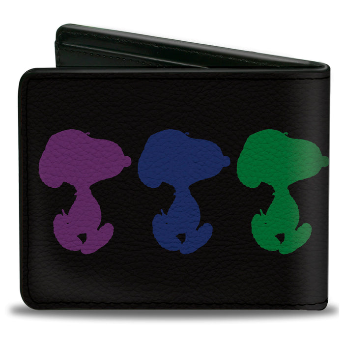 Bi-Fold Wallet - Peanuts Snoopy Silhouette Pose Black/Rainbow Multi Color Bi-Fold Wallets Peanuts Worldwide LLC   