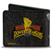 Bi-Fold Wallet - MMPR Power Rangers Group Action Pose Weathered and Title Logo Black Bi-Fold Wallets Hasbro   