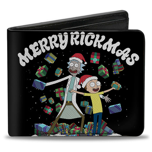 Bi-Fold Wallet - Rick and Morty Holiday MERRY RICKMAS Pose + HAPPY HUMAN HOLIDAY Black Bi-Fold Wallets Rick and Morty   