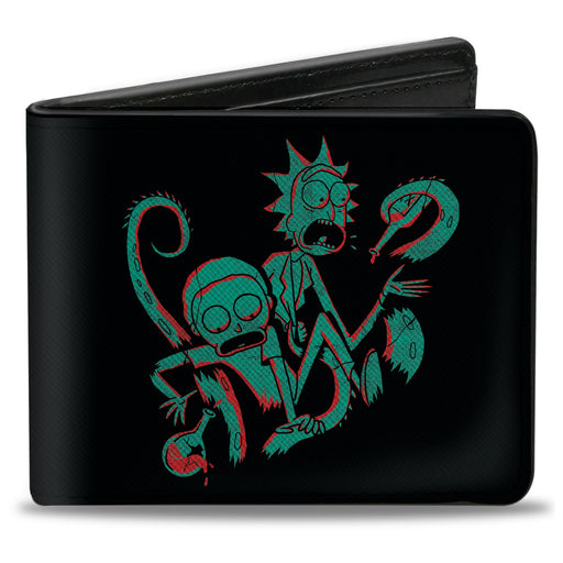Bi-Fold Wallet - Rick and Morty Psychedelic Monster Pose Black/Orange/Green Bi-Fold Wallets Rick and Morty   