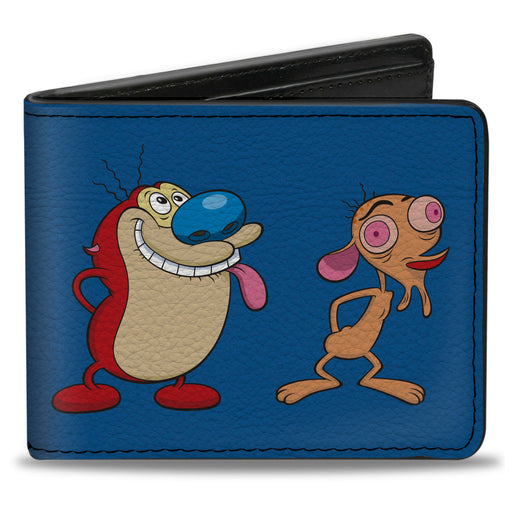 Bi-Fold Wallet - Ren and Stimpy Hands Behind Back Pose Blue Bi-Fold Wallets Nickelodeon   