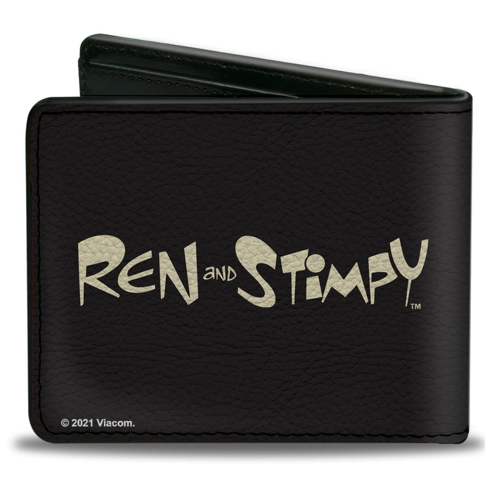 Bi-Fold Wallet - The Ren & Stimpy Show Ren Winking Pose CLOSE-UP + Logo Black Bi-Fold Wallets Nickelodeon