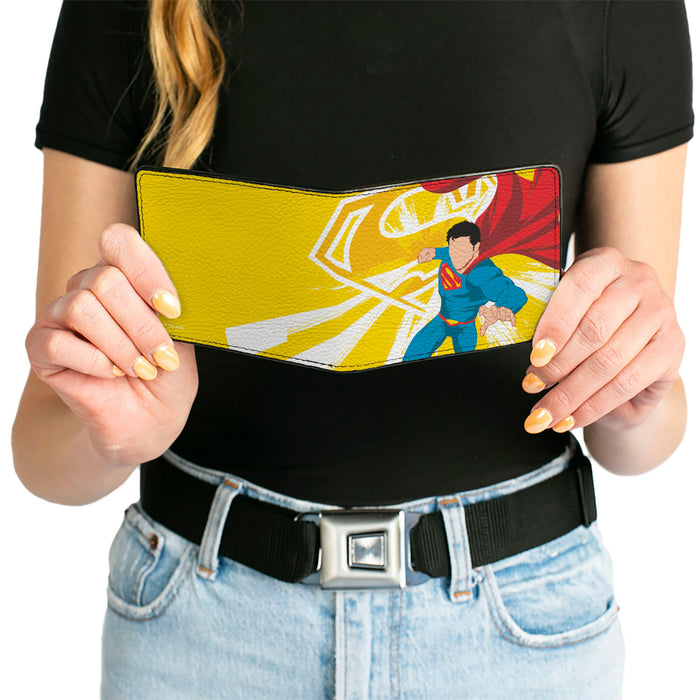 Bi-Fold Wallet - Superman Action Silhouette Pose Yellows/White Bi-Fold Wallets DC Comics