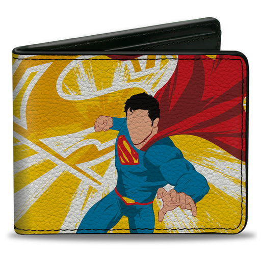 Bi-Fold Wallet - Superman Action Silhouette Pose Yellows/White Bi-Fold Wallets DC Comics