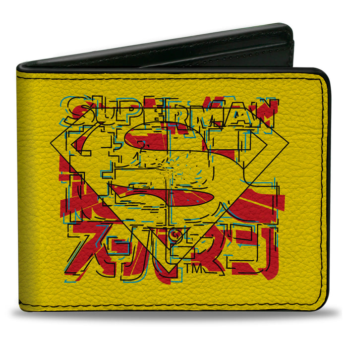 Bi-Fold Wallet - SUPERMAN Shield with Japanese Text Yellow/Red Bi-Fold Wallets DC Comics