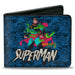 Bi-Fold Wallet - Superman Breaking Chains Pose and Action Poses Stacked Blues Bi-Fold Wallets DC Comics