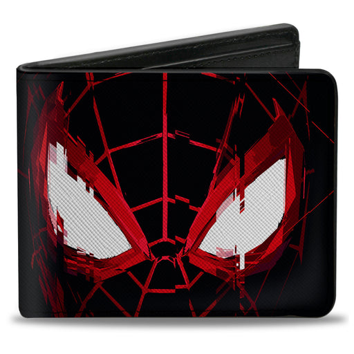 Bi-Fold  Wallet - Spider-Man Miles Morales Face Close-Up Black/Red/White Bi-Fold Wallets Marvel Comics   
