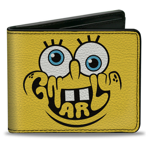 Bi-Fold Wallet - SpongeBob SquarePants GNARLY Face and Japanese Text Yellow/Black Bi-Fold Wallets Nickelodeon   