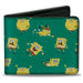 Bi-Fold Wallet - SpongeBob SquarePants Poses Scattered Green Bi-Fold Wallets Nickelodeon   