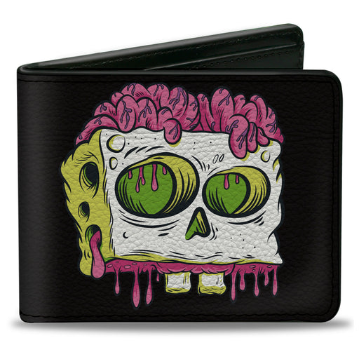 Bi-Fold Wallet - SpongeBob SquarePants SPONGEBOB Slime Text and Skull Black Bi-Fold Wallets Nickelodeon   