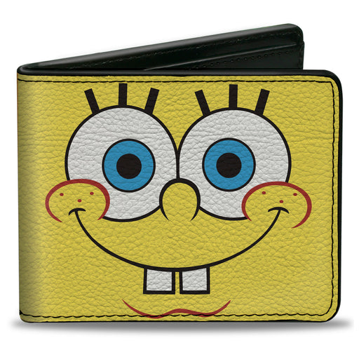 Bi-Fold Wallet - SpongeBob SquarePants Character Close-Up Face and BARNACLES Pineapple Blocks Bi-Fold Wallets Nickelodeon