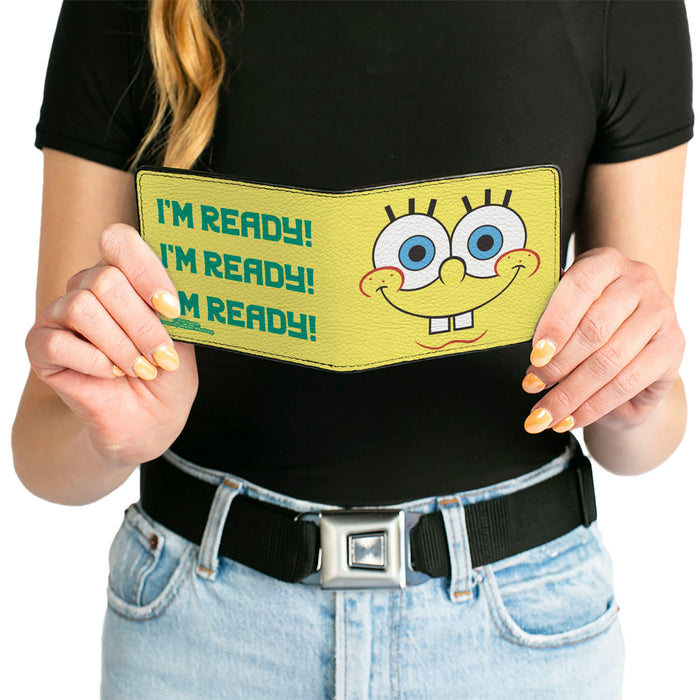 Bi-Fold Wallet - SpongeBob SquarePants I'M READY Face Close-Up Yellow/Green Bi-Fold Wallets Nickelodeon