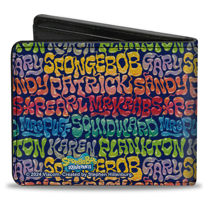 Bi-Fold Wallet - SpongeBob SquarePants and Friends Names Collage Blue/Multi Color Bi-Fold Wallets Nickelodeon