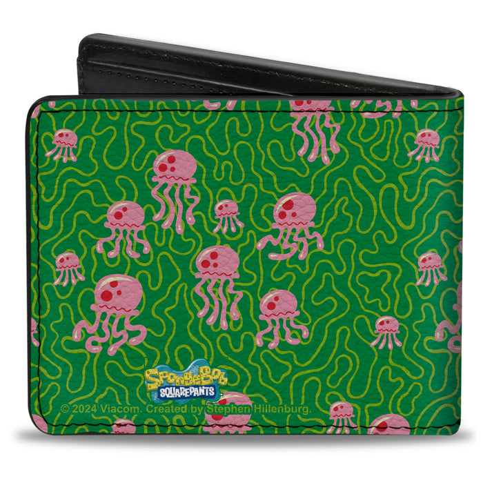 Bi-Fold Wallet - SpongeBob SquarePants Jellyfish and Coral Greens/Pinks Bi-Fold Wallets Nickelodeon