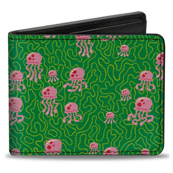 Bi-Fold Wallet - SpongeBob SquarePants Jellyfish and Coral Greens/Pinks Bi-Fold Wallets Nickelodeon